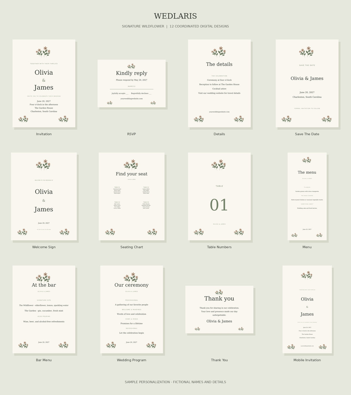 Wedlaris Signature Wildflower — Editable Canva Wedding Suite