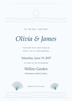 Coastal Blue Wedding Invitation + RSVP | Editable Canva Templates
