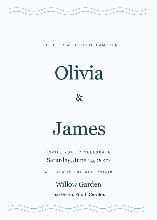 Coastal Blue Wedding Invitation + RSVP | Editable Canva Templates