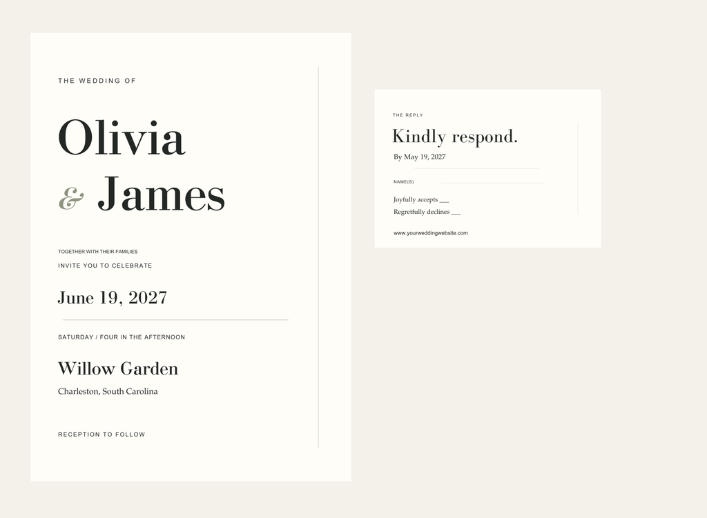 Modern Minimal Wedding Invitation + RSVP | Editable Canva Templates