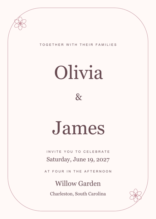 Romantic Rose Wedding Invitation + RSVP | Editable Canva Templates