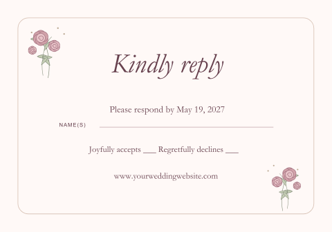 Romantic Rose Wedding Invitation + RSVP | Editable Canva Templates